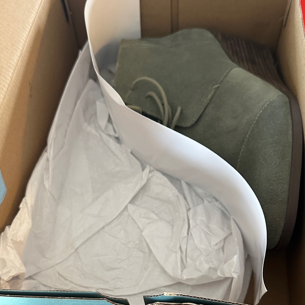 Toms Olive Wedge Ankle Boots - Picture 6 of 8